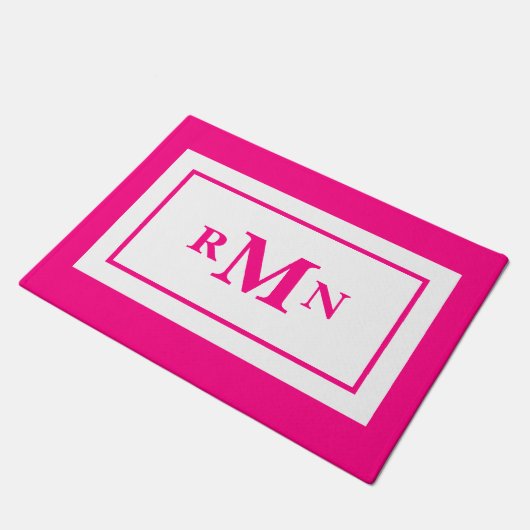 Preppy heet roze elegante minimale moderne monogra deurmat (Schuin)