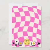 Preppy Heet Roze Retro Gelukkig Gezicht Partij Ver Kaart (Achterkant)
