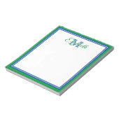 Preppy helder Kelly groen en diepblauw monogram Notitieblok (Linkerzijde)