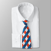 Preppy Hemelblauw Navyblauw Oranje Wit Argyle Stropdas (Gebonden)