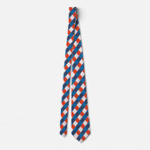 Preppy Hemelblauw Navyblauw Oranje Wit Argyle Stropdas (Achterkant)