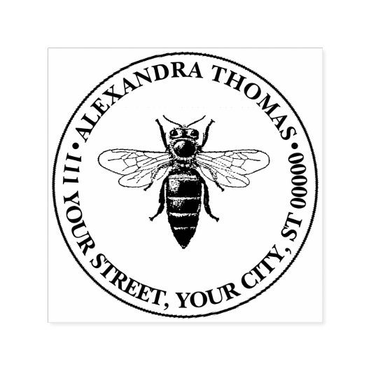 Preppy Heraldic  Bee #2 Naam Retouradres Zelfinktende Stempel (Design)