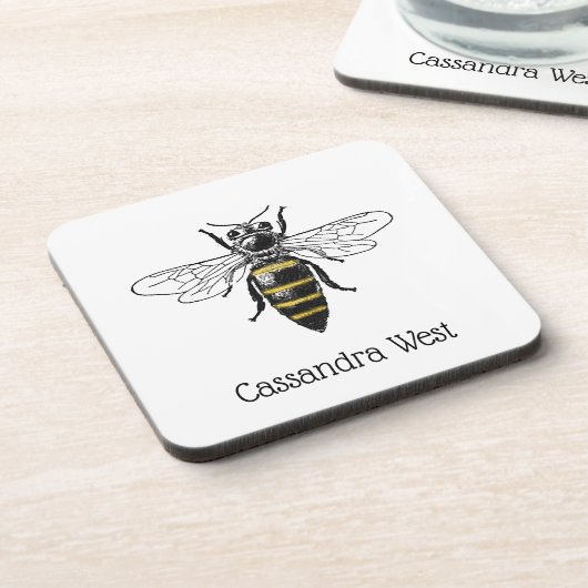 Preppy Heraldic  Bee #2 Wapenmunt C Bier Onderzetter (Linkerzijde)