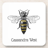 Preppy Heraldic  Bee #2 Wapenmunt C Bier Onderzetter (Voorkant)