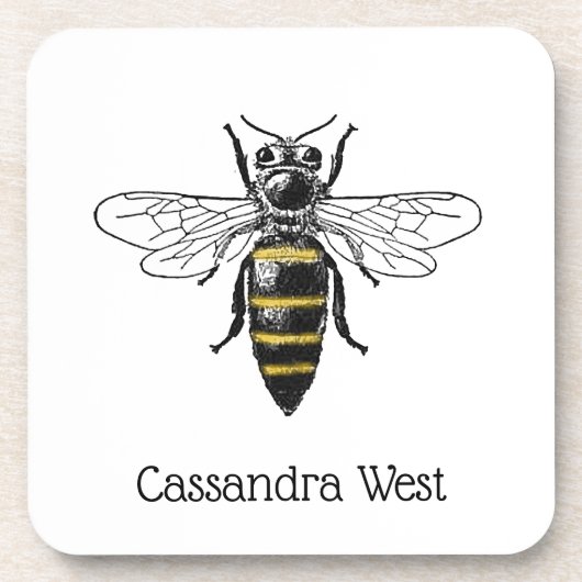 Preppy Heraldic  Bee #2 Wapenmunt C Bier Onderzetter (Voorkant)