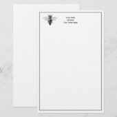Preppy Heraldic  Bee #2 Wapenmunt C Briefpapier (Voorkant / Achterkant)