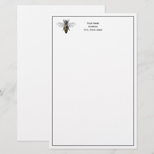 Preppy Heraldic  Bee #2 Wapenmunt C Briefpapier (Voorkant / Achterkant)