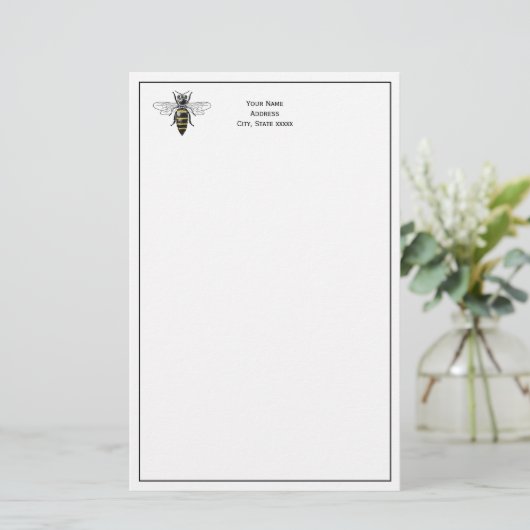 Preppy Heraldic  Bee #2 Wapenmunt C Briefpapier (Staand voorkant)