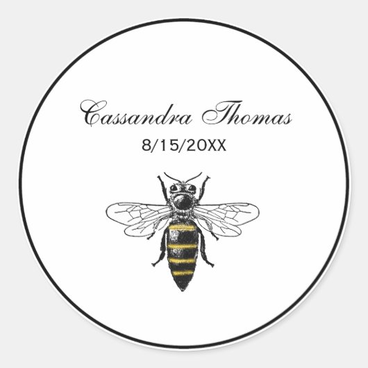 Preppy Heraldic  Bee #2 Wapenmunt C Ronde Sticker (Voorkant)