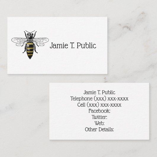 Preppy Heraldic  Bee #2 Wapenmunt C Visitekaartje (Voorkant / Achterkant)