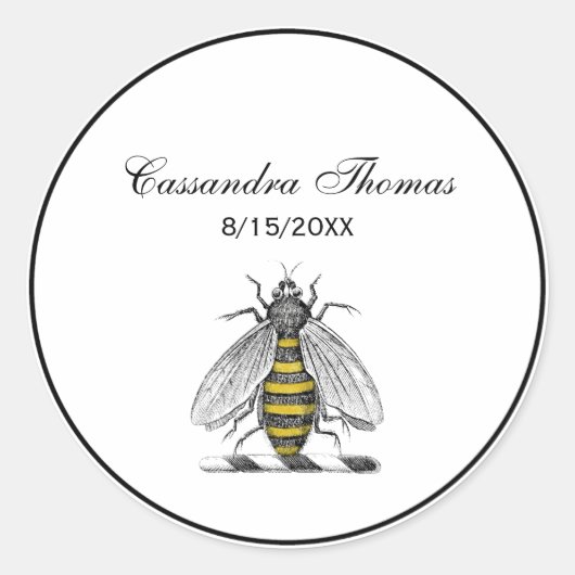 Preppy Heraldic  bijenlaag van het wapenembleem C Ronde Sticker (Voorkant)