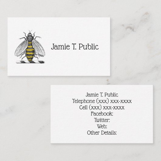 Preppy Heraldic  bijenlaag van het wapenembleem C Visitekaartje (Voorkant / Achterkant)