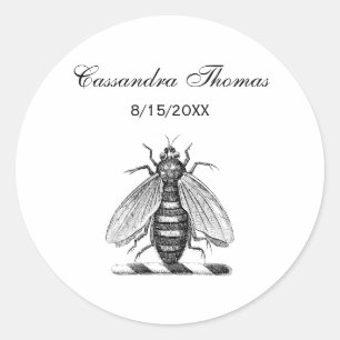 Preppy Heraldic  bijenlaag van het wapenembleem Ronde Sticker