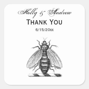 Preppy Heraldic  bijenlaag van het wapenembleem Vierkante Sticker