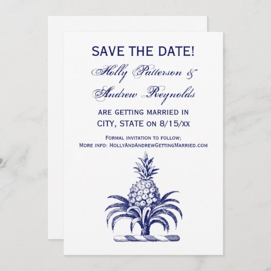 Preppy Heraldic Blue Pineapple Coat of Arms Crest Kaart (Voorkant / Achterkant)