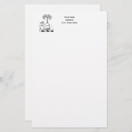 Preppy Heraldic Camel Palm Tree Coat of Arms Briefpapier (Voorkant / Achterkant)