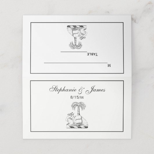 Preppy Heraldic Camel Palm Tree Coat of Arms Plaatskaartje (Buitenkant ongevouwen)