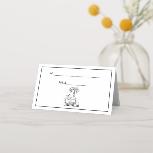 Preppy Heraldic Camel Palm Tree Coat of Arms Plaatskaartje (Achterkant)
