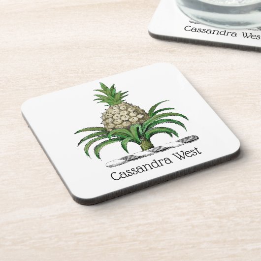 Preppy Heraldic Pineapple Coat of Arms Crest Drankjes Onderzetter (Linkerzijde)