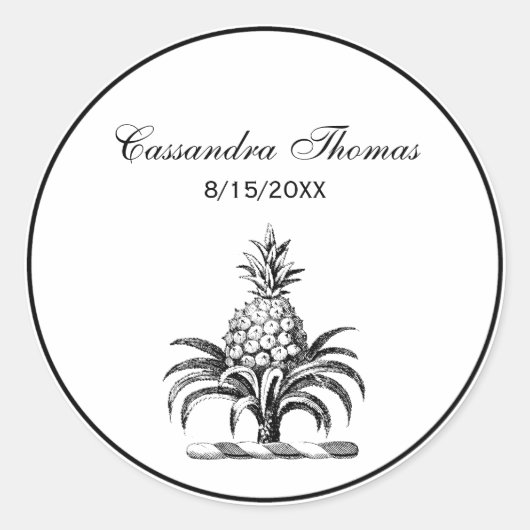 Preppy Heraldic Pineapple Coat of Arms Crest Ronde Sticker (Voorkant)