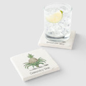 Preppy Heraldic Pineapple Coat of Arms Crest Stenen Onderzetter (Zijkant)