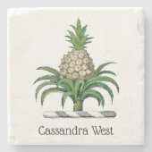 Preppy Heraldic Pineapple Coat of Arms Crest Stenen Onderzetter (Voorkant)