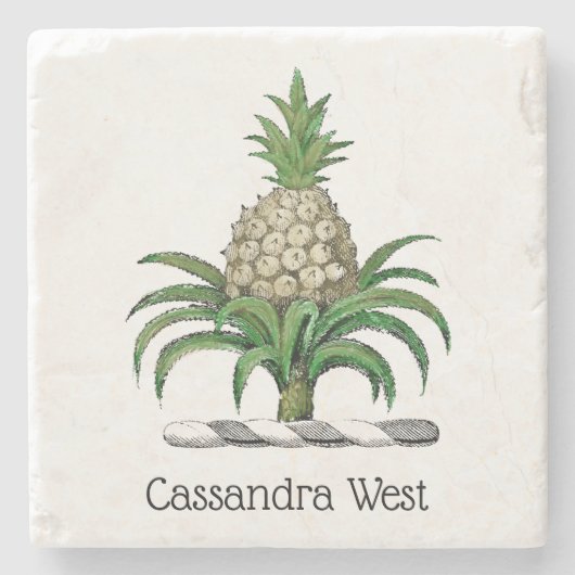 Preppy Heraldic Pineapple Coat of Arms Crest Stenen Onderzetter (Voorkant)
