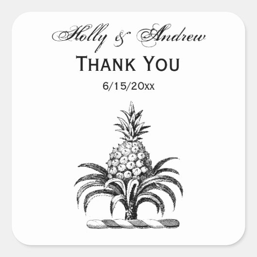 Preppy Heraldic Pineapple Coat of Arms Crest Vierkante Sticker (Voorkant)