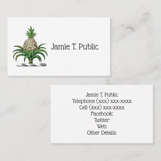 Preppy Heraldic Pineapple Coat of Arms Crest Visitekaartje (Voorkant / Achterkant)