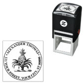 Preppy Heraldic Pineapple Coat of Arms Crest Zelfinktende Stempel (In situ)