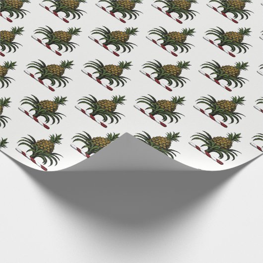 Preppy Heraldic Pineapple Crest Color RWT Cadeaupapier (Hoek)