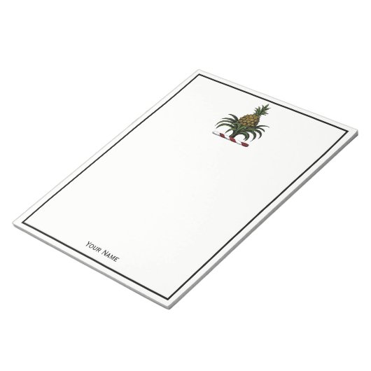 Preppy Heraldic Pineapple Crest Color RWT Notitieblok (Schuin)