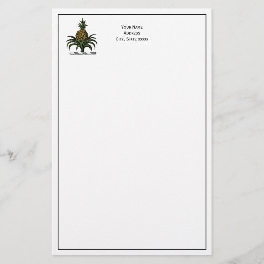 Preppy Heraldic Pineapple Crest Color WT Briefpapier (Voorkant)