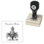 Preppy Heraldisch Ananas Wapen Crest Naam Rubberstempel (Gestempeld)