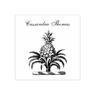 Preppy Heraldisch Ananas Wapen Crest Naam Rubberstempel