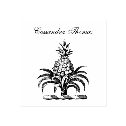 Preppy Heraldisch Ananas Wapen Crest Naam Rubberstempel (Afrduk)