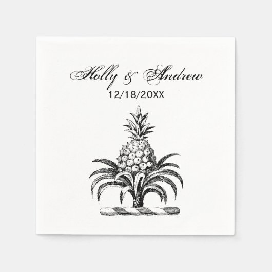 Preppy Heraldisch Ananas Wapen Crest Servetten (Voorkant)