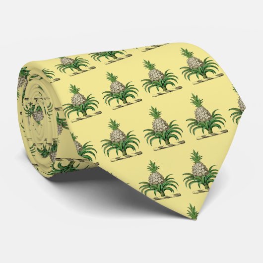 Preppy Heraldisch Ananas Wapen Crest Stropdas (Opgerold)