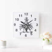 Preppy Heraldisch Ananas Wapen Crest Vierkante Klok (Huis)