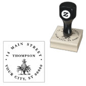 Preppy Heraldisch Ananas Wapen Naam Adres Rubberstempel (Gestempeld)