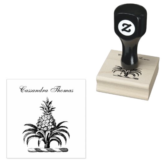 Preppy Heraldisch Ananas Wapen van het Schild Cres Rubberstempel (Gestempeld)
