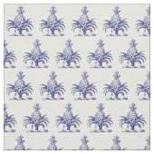 Preppy Heraldisch Blauw Ananas Wapen Crest Stof (Swatch)