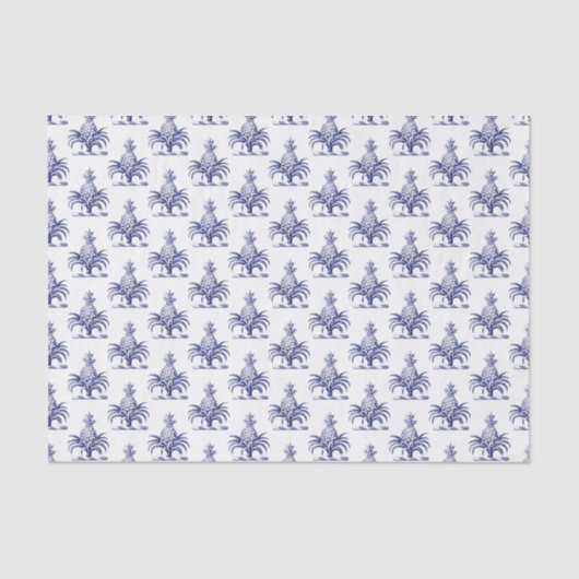 Preppy Heraldisch Blauw Ananas Wapen Crest Tissuepapier (Voorkant)