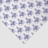 Preppy Heraldisch Blauw Ananas Wapen Crest Tissuepapier (Detail)