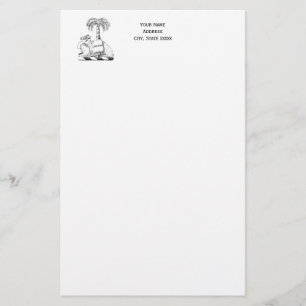 Preppy Heraldisch Kameel Palmboom Wapen Briefpapier