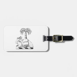 Preppy Heraldisch Kameel Palmboom Wapen Schild Bagagelabel