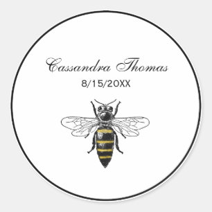 Preppy Heraldisch Vintage Bij #2 Wapen C Ronde Sticker