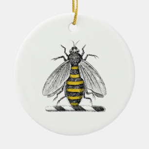 Preppy Heraldisch Vintage Bij Wapenschild Embleem  Keramisch Ornament