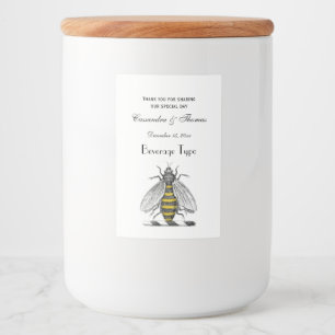 Preppy Heraldisch Vintage Bij Wapenschild Embleem  Voedselcontainer Etiket