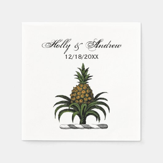 Preppy Heraldische Ananas Crest Kleur WT Servetten (Voorkant)